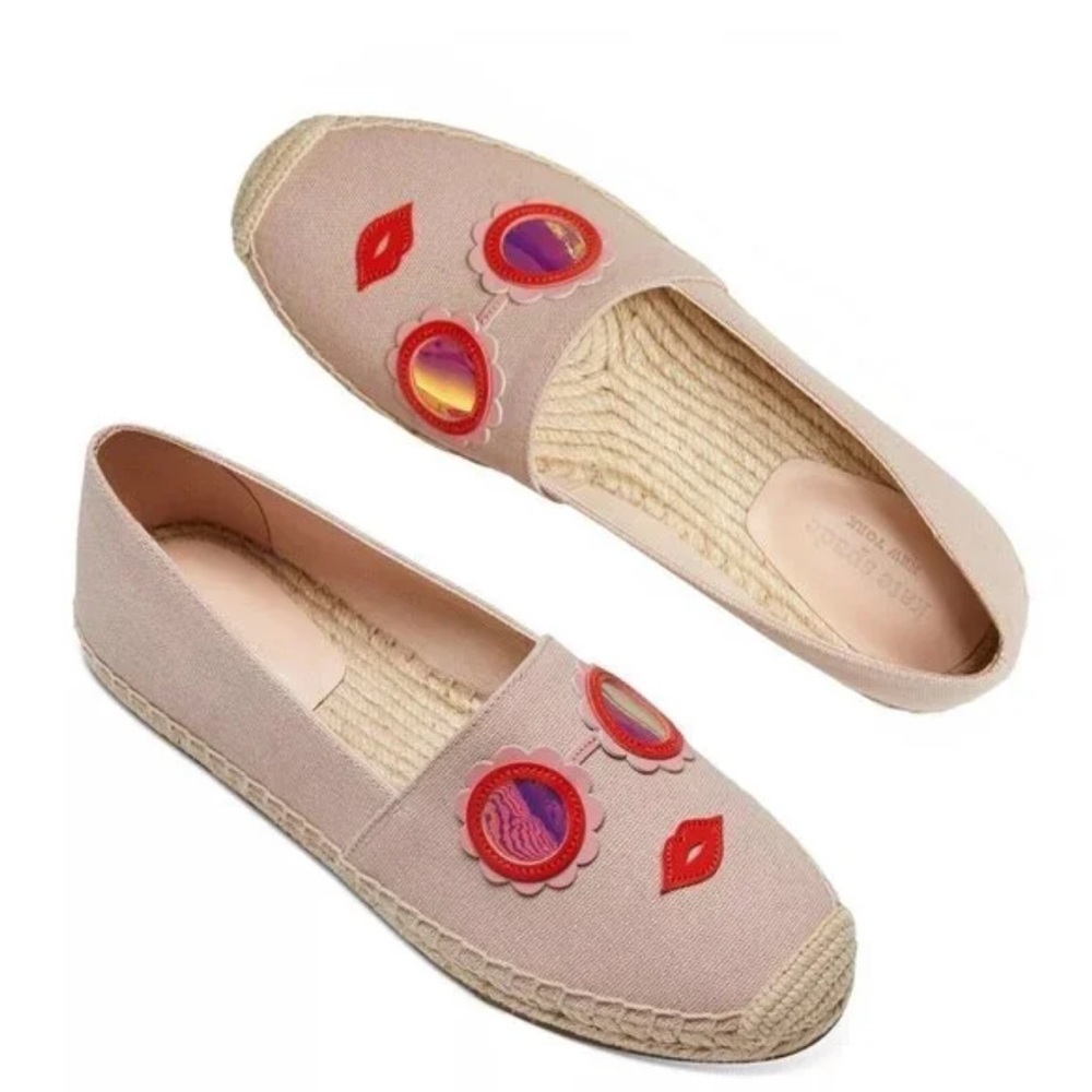 New! Kate Spade, New York Grenada lip and glasses espadrilles